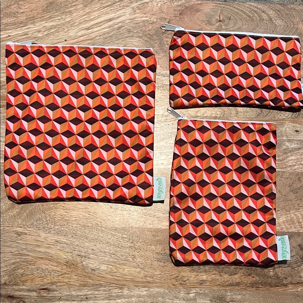 Geometric Patterned Pouch Trio
